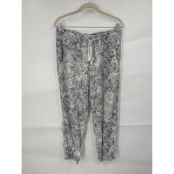 Bella Dahl Pants - Bella Dahl Reptile Print Lyocell Jogger Pant Women M White Black Retro Bohemian